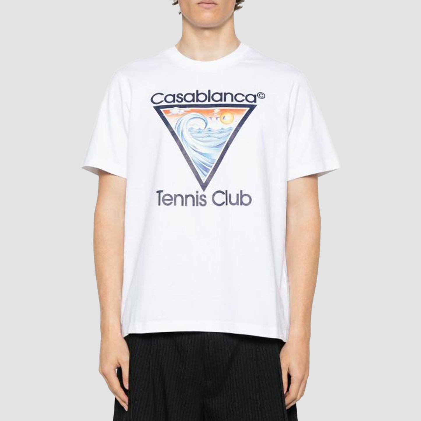 CASABLANCA TENNIS CLUB T-SHIRT WHITE/NAVY